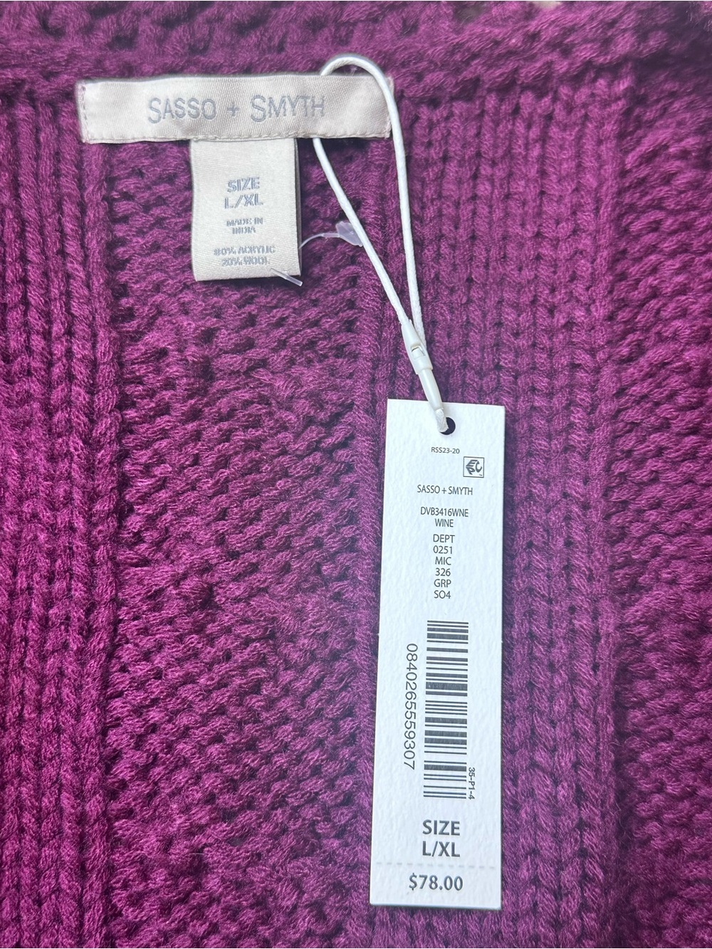 SASSO + SMYTH Sleeveless Cable Knit Vest in Burgundy - Picture 4 of 6